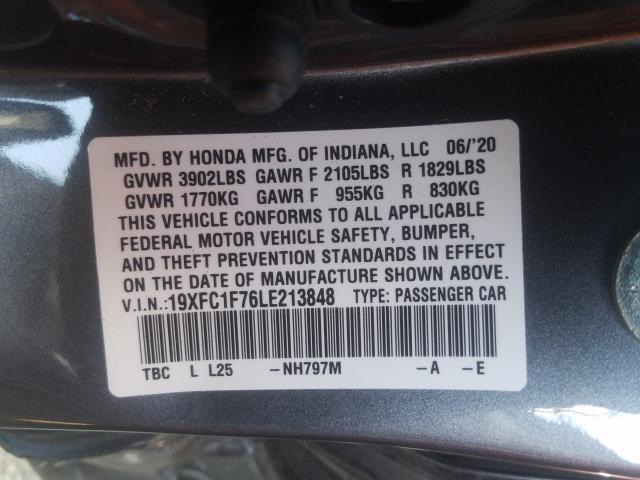 2020 HONDA CIVIC EXL 19XFC1F76LE213848