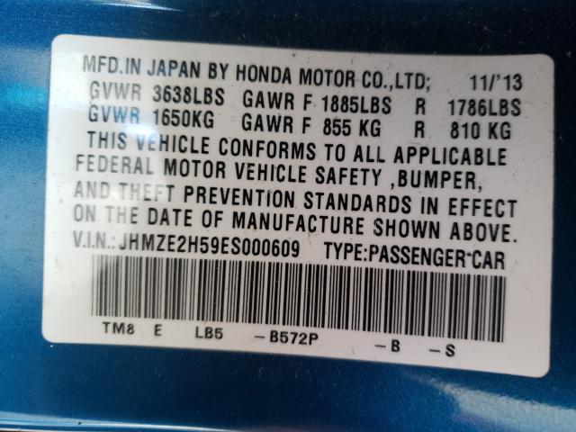 2014 HONDA INSIGHT LX JHMZE2H59ES000609