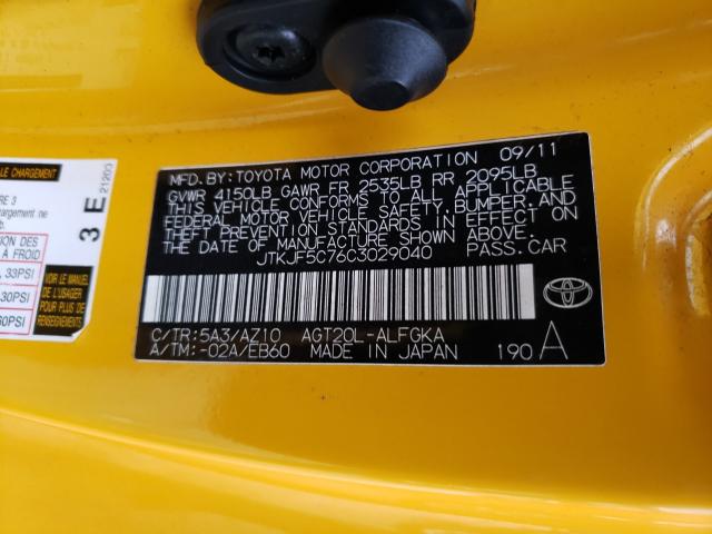2012 TOYOTA SCION TC JTKJF5C76C3029040