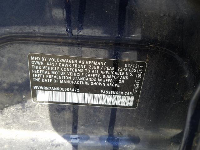 2013 VOLKSWAGEN CC LUXURY WVWRN7AN5DE505472