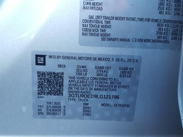 2020 GMC SIERRA K15 - 3GTU9DED9LG121796