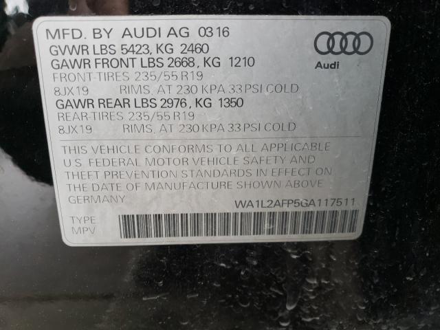 2016 AUDI Q5 PREMIUM WA1L2AFP5GA117511