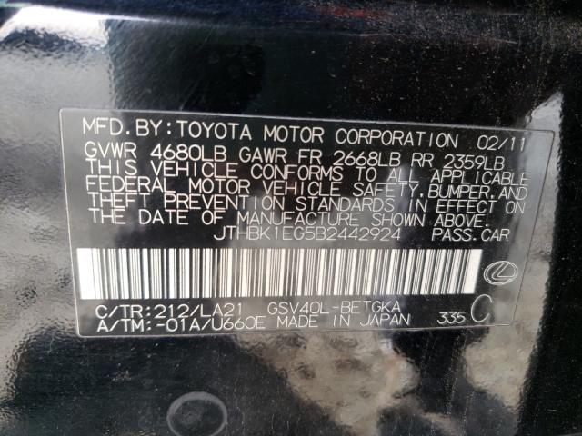 2011 LEXUS ES 350 JTHBK1EG5B2442924