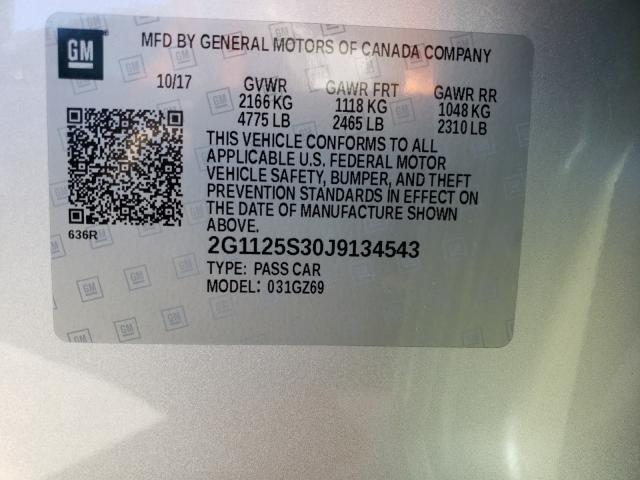 2018 CHEVROLET IMPALA PRE 2G1125S30J9134543