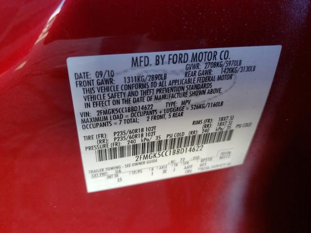 2011 FORD FLEX SEL 2FMGK5CC1BBD14622