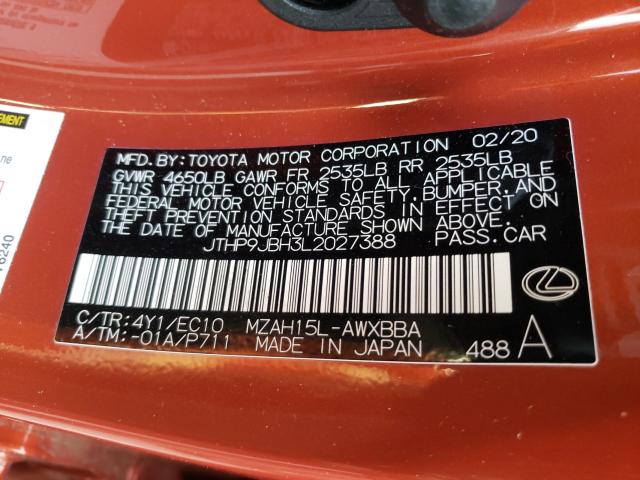 2020 LEXUS UX 250H JTHP9JBH3L2027388