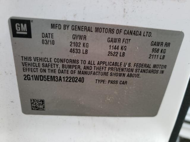 2010 CHEVROLET IMPALA POL 2G1WD5EM3A1220240