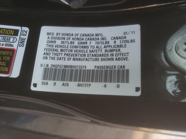 2011 HONDA CIVIC EX 2HGFG1B89BH513374