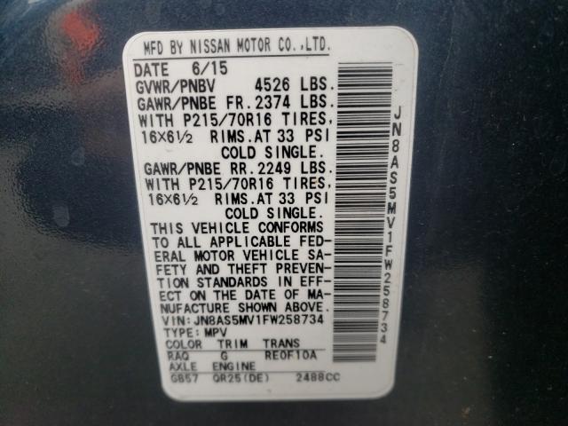 2015 NISSAN ROGUE SELE JN8AS5MV1FW258734
