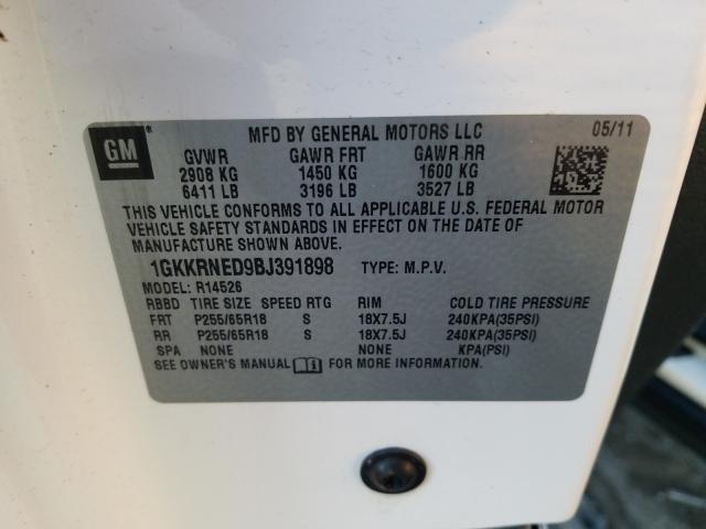 2011 GMC ACADIA SLE 1GKKRNED9BJ391898
