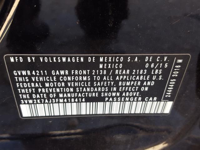2015 VOLKSWAGEN JETTA BASE 3VW2K7AJ3FM418414