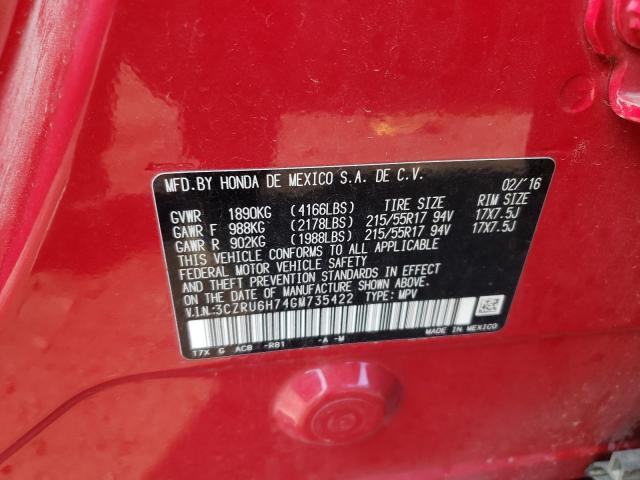 2016 HONDA HR-V EXL 3CZRU6H74GM735422