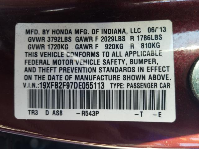 2013 HONDA CIVIC EXL 19XFB2F97DE055113