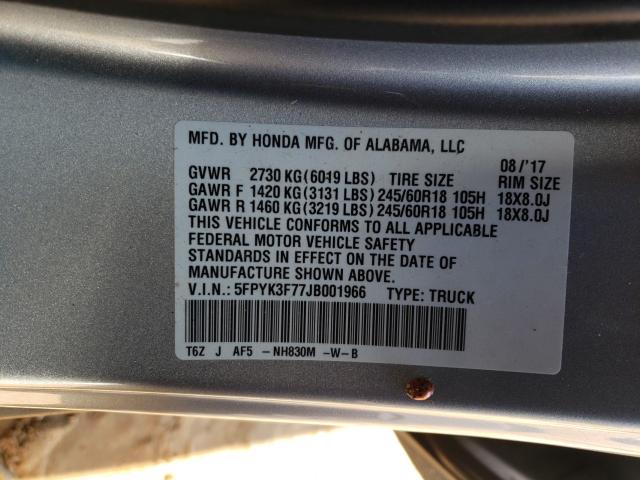 2018 HONDA RIDGELINE 5FPYK3F77JB001966