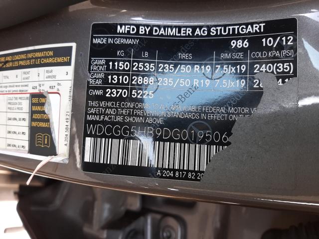 2013 MERCEDES-BENZ GLK 350 WDCGG5HB9DG019506