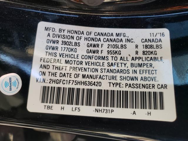 2017 HONDA CIVIC EXL 2HGFC1F75HH636420