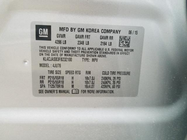 2015 BUICK ENCORE KL4CJASB3FB232100