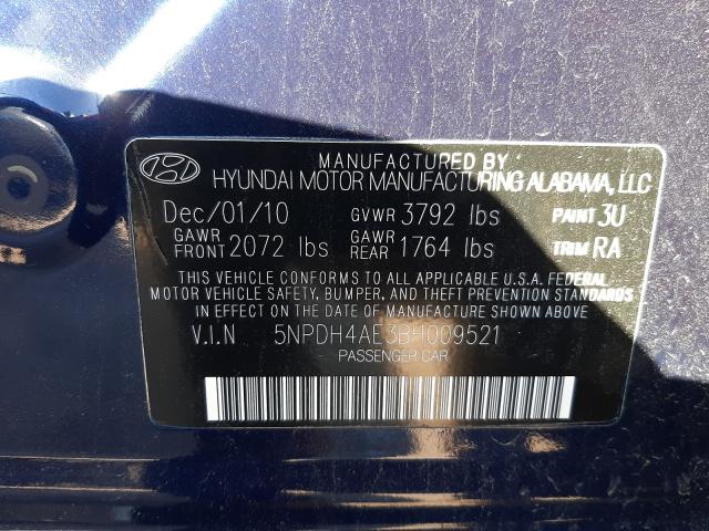 2011 HYUNDAI ELANTRA GL 5NPDH4AE3BH009521