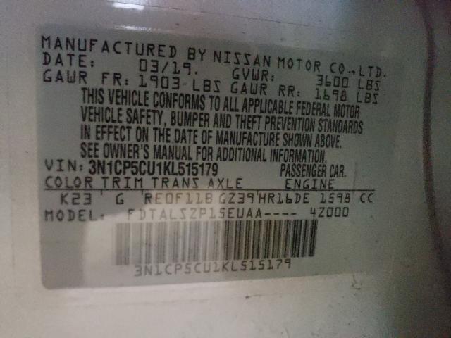 2019 NISSAN KICKS S 3N1CP5CU1KL515179