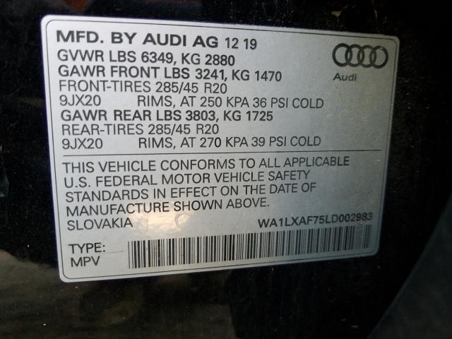 VIN WA1LXAF75LD002983 2020 Audi Q7, Premium Plus no.10