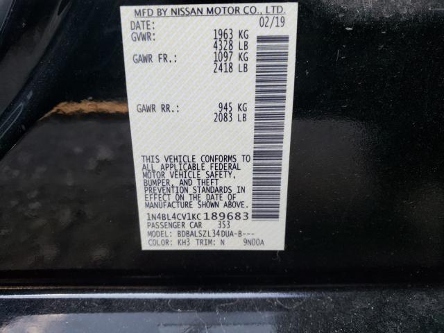 2019 NISSAN ALTIMA SR 1N4BL4CV1KC189683