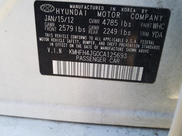 2012 HYUNDAI AZERA GLS KMHFH4JG0CA125693