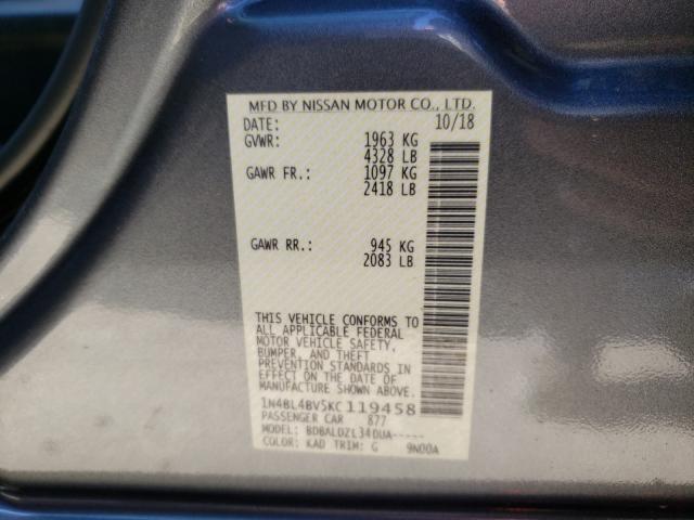 2019 NISSAN ALTIMA S 1N4BL4BV5KC119458