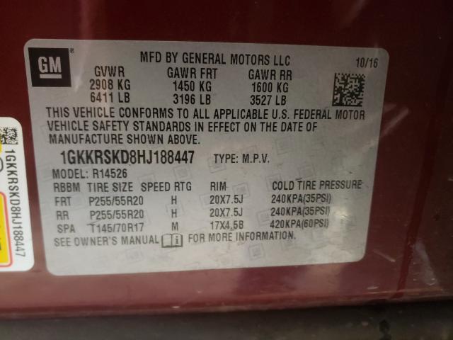 2017 GMC ACADIA LIM 1GKKRSKD8HJ188447