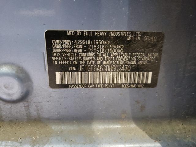 2011 SUBARU IMPREZA 2. JF1GE6A63BH502470