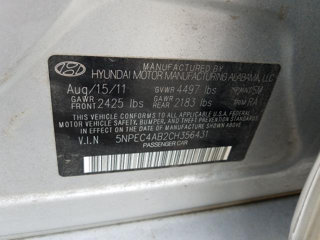 2012 HYUNDAI SONATA 5NPEC4AB2CH356431