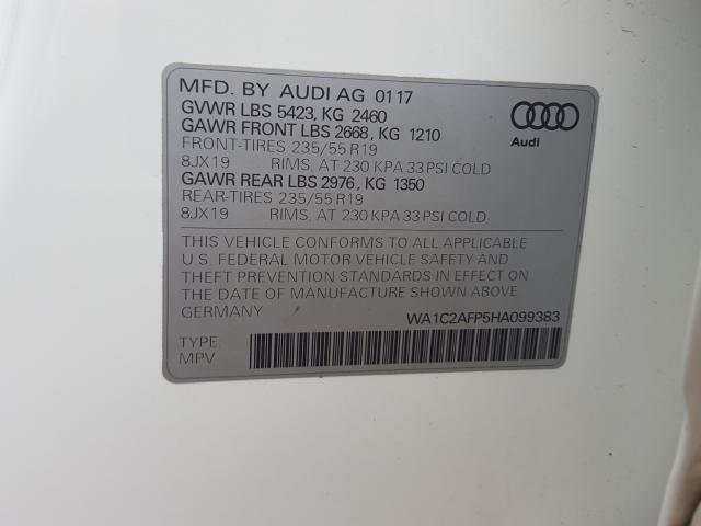 VIN WA1C2AFP5HA099383 2017 Audi Q5, Premium no.10