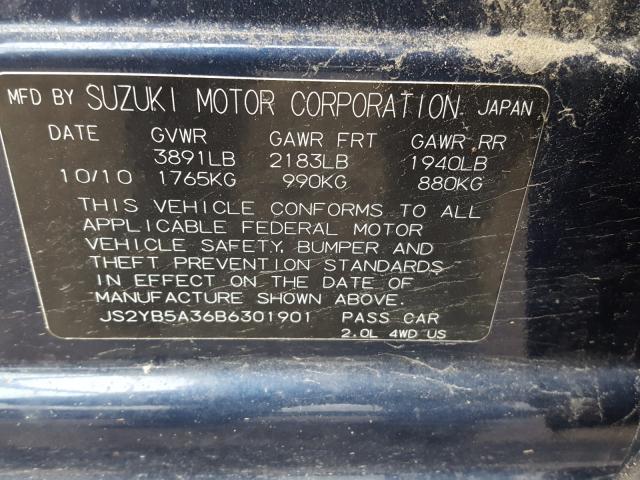 2011 SUZUKI SX4 JS2YB5A36B6301901
