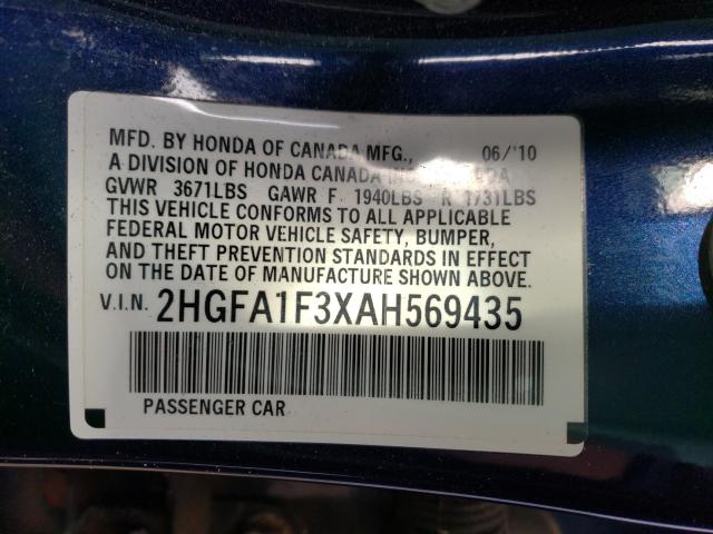2010 HONDA CIVIC VP 2HGFA1F3XAH569435