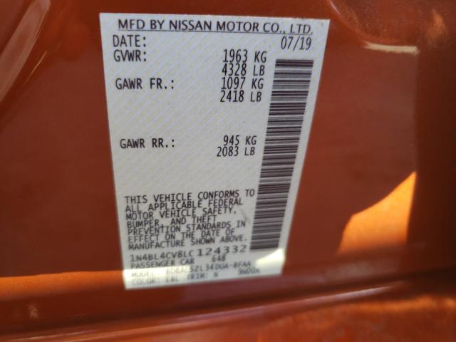 2020 NISSAN ALTIMA SR 1N4BL4CV8LC124332