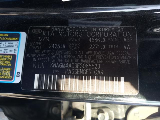 2015 KIA OPTIMA HYB KNAGM4AD9F5085523
