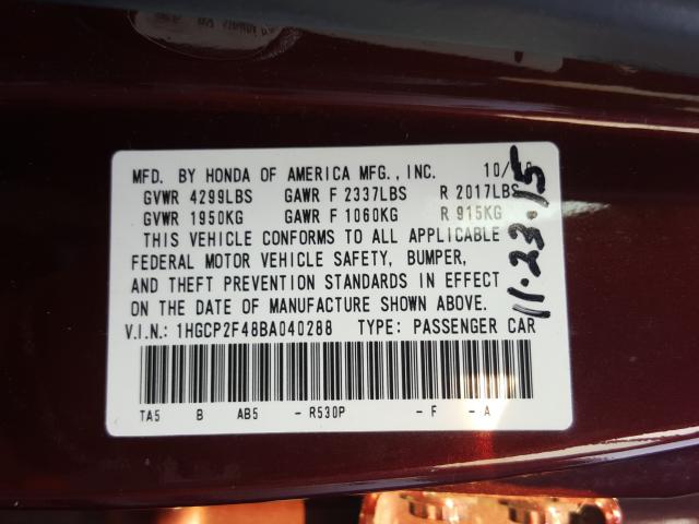 2011 HONDA ACCORD LXP 1HGCP2F48BA040288