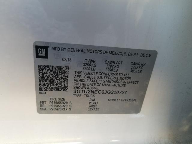 2018 GMC SIERRA K15 3GTU2NEC6JG310727