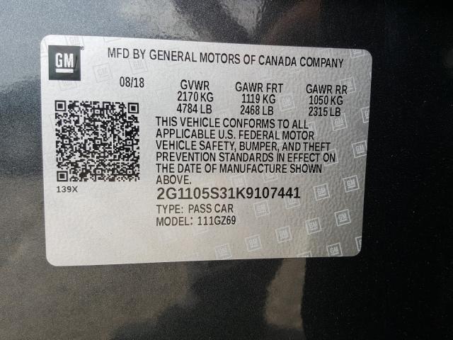 2019 CHEVROLET IMPALA PRE 2G1105S31K9107441