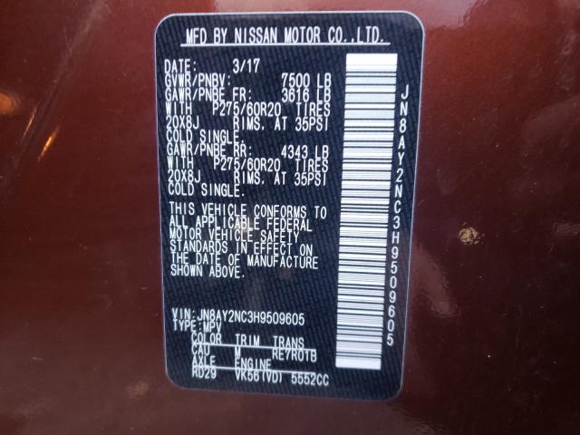 2017 NISSAN ARMADA SV JN8AY2NC3H9509605