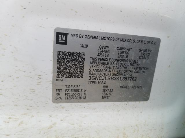 2019 CHEVROLET TRAX 1LT 3GNCJLSB3KL357762