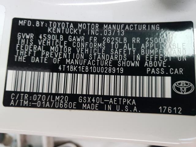 2013 TOYOTA AVALON BAS 4T1BK1EB1DU028919