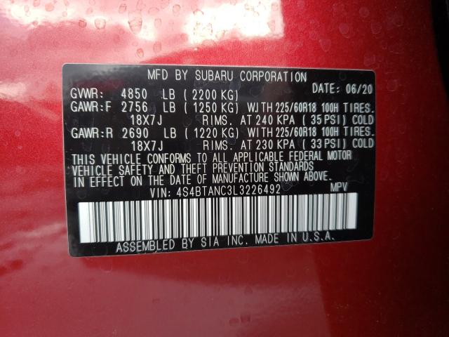 2020 SUBARU OUTBACK LI 4S4BTANC3L3226492