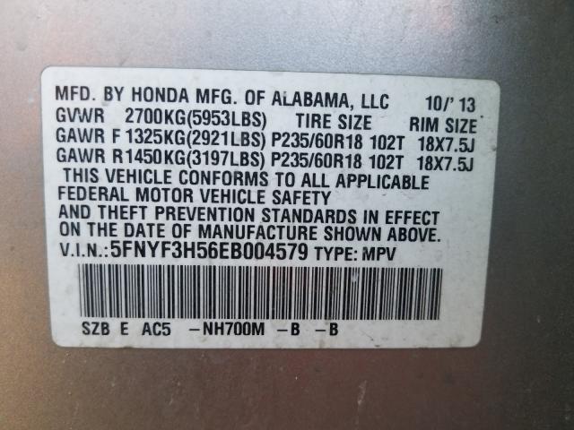 2014 HONDA PILOT EXL 5FNYF3H56EB004579