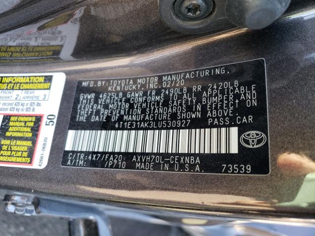2020 TOYOTA CAMRY LE 4T1E31AK3LU530927