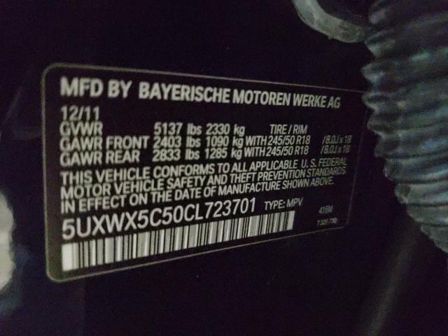 2012 BMW X3 XDRIVE2 5UXWX5C50CL723701