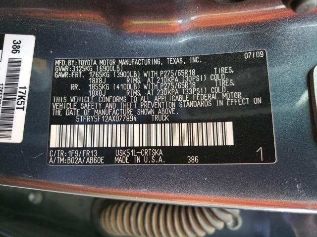 2010 TOYOTA TUNDRA DOU 5TFRY5F12AX077894