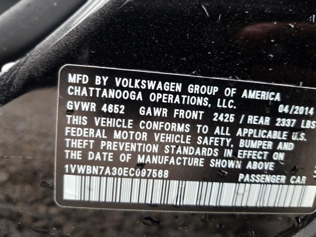 2014 VOLKSWAGEN PASSAT 1VWBN7A30EC097568