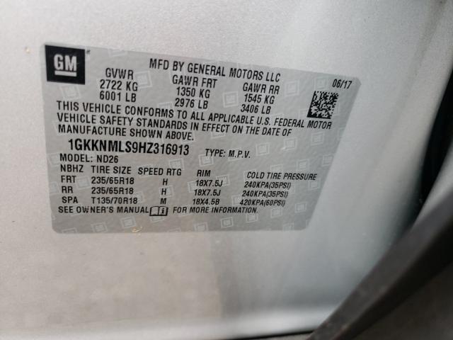 2017 GMC ACADIA SLT 1GKKNMLS9HZ316913