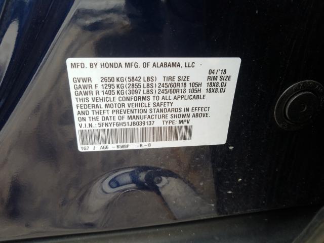 2018 HONDA PILOT EXL 5FNYF6H51JB039137