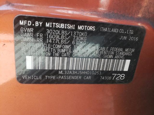 2017 MITSUBISHI MIRAGE ES ML32A3HJ5HH010253